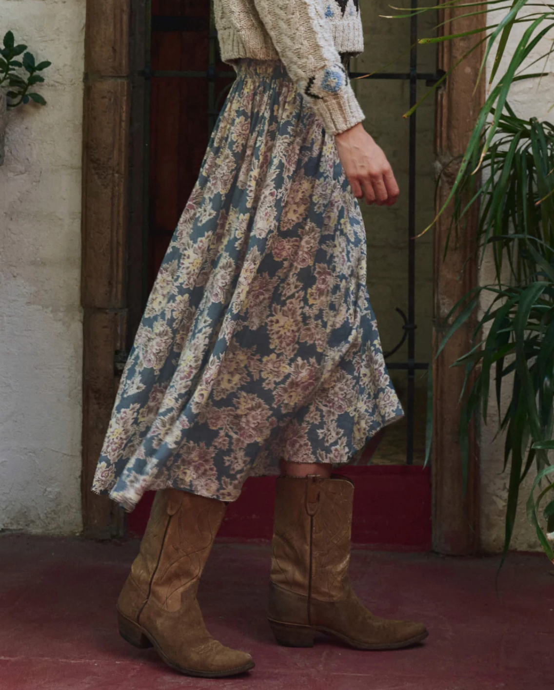 The Great Skirt The Canary Skirt, Indigo Floral Soho-Boutique