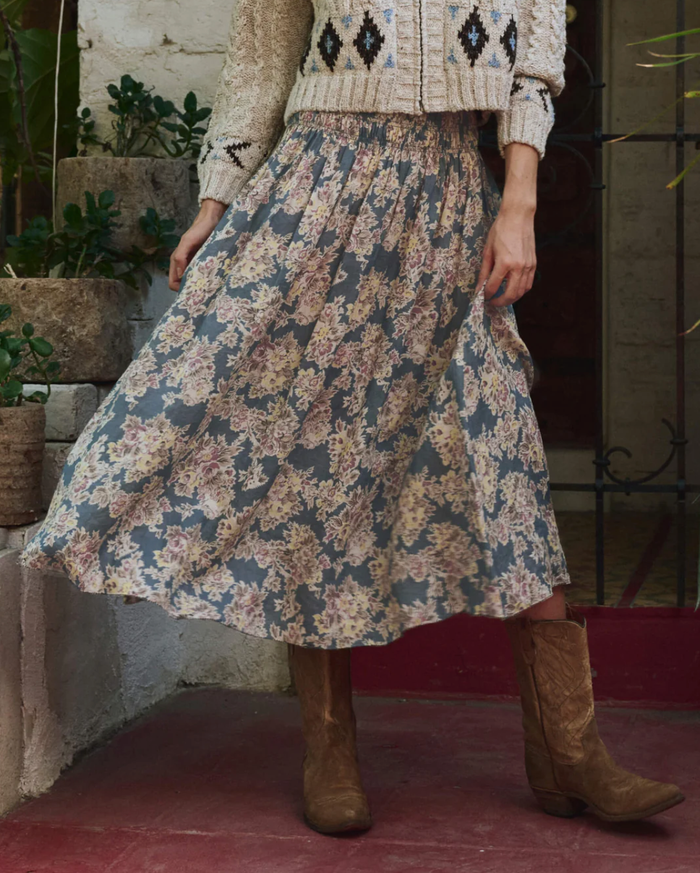 The Great Skirt The Canary Skirt, Indigo Floral Soho-Boutique