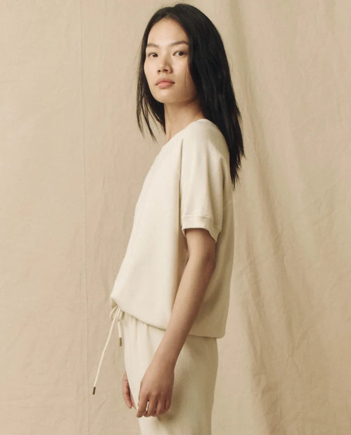 The Great Sweatshirt The Short Sleeve Sweatshirt, Washed White Soho-Boutique