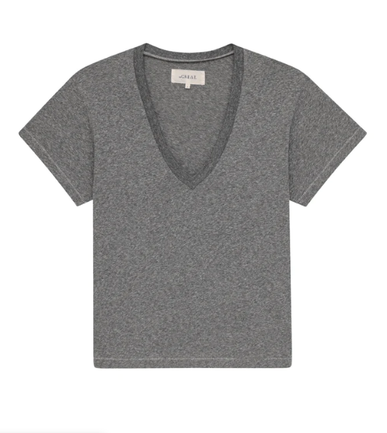 The Great T-Shirt The V Neck Tee, Heather Grey Soho-Boutique