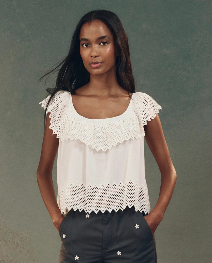 The Great Top The Westport Top, White Honeycomb Eyelet Soho-Boutique