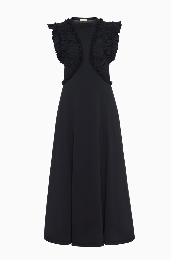 Ulla Johnson Dress Shiva Sleeveless Ruffled Midi Dress, Noir Soho-Boutique