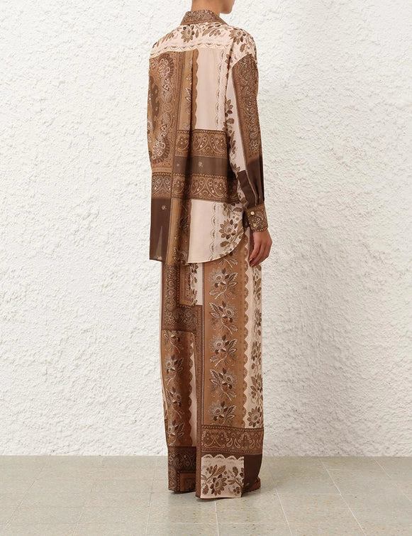 Zimmermann Blouse Lucky Manstyle Shirt, Chocolate Bandana Soho-Boutique