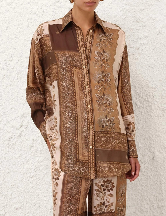 Zimmermann Blouse Lucky Manstyle Shirt, Chocolate Bandana Soho-Boutique