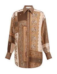 Zimmermann Blouse Lucky Manstyle Shirt, Chocolate Bandana Soho-Boutique