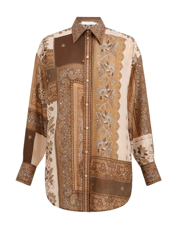 Zimmermann Blouse Lucky Manstyle Shirt, Chocolate Bandana Soho-Boutique