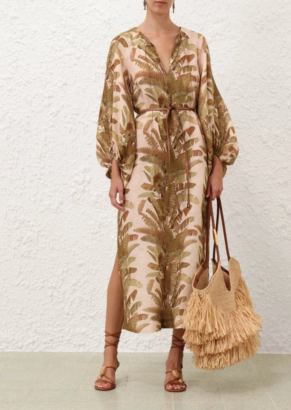 Zimmermann Dress Ascension Midi Dress, Green Palm Soho-Boutique