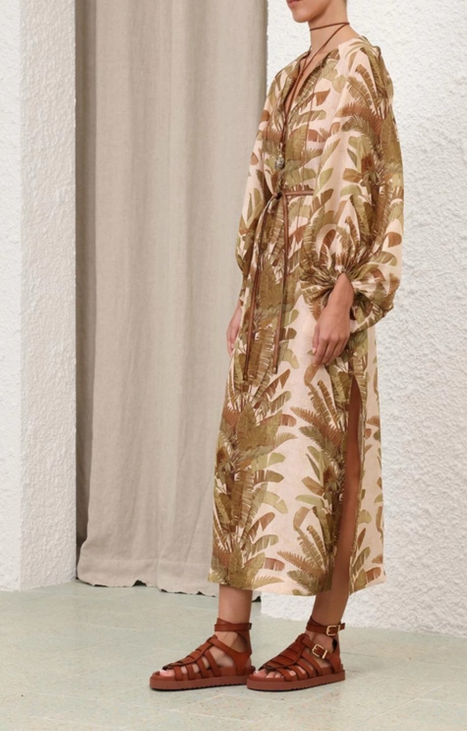 Zimmermann Dress Ascension Midi Dress, Green Palm Soho-Boutique