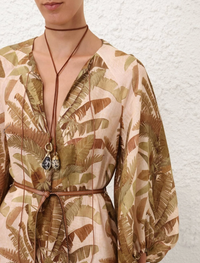 Zimmermann Dress Ascension Midi Dress, Green Palm Soho-Boutique