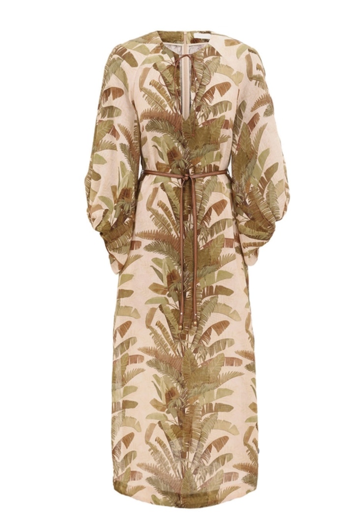 Zimmermann Dress Ascension Midi Dress, Green Palm Soho-Boutique