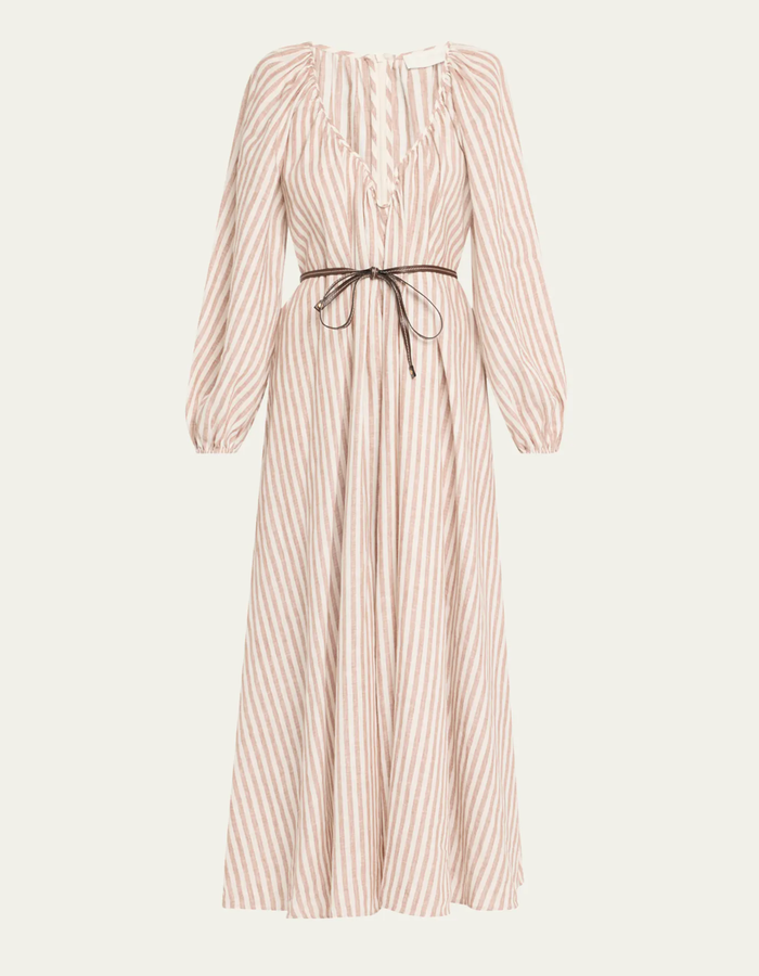 Zimmermann Dress Cascadian Maxi Dress, Tan Stripe Soho-Boutique