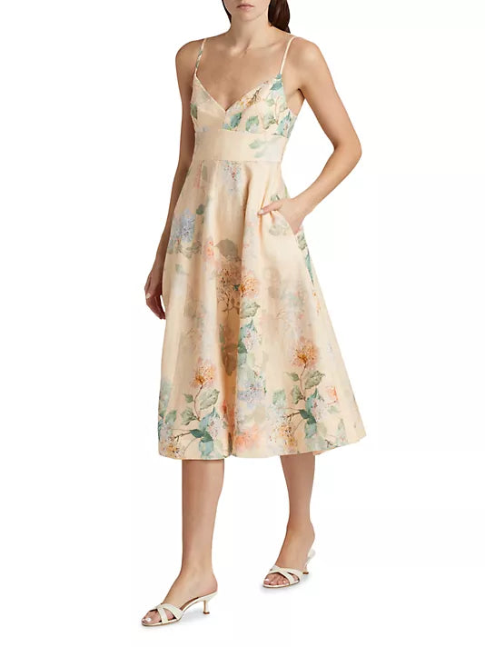 ワンピース Zimmermann SS25 ILLUMINATE PICNIC DRESS (0832DS251 LEMON) Zimmermann Illuminate Picnic Dress in Lemon Hydrangea | REVOLVE
