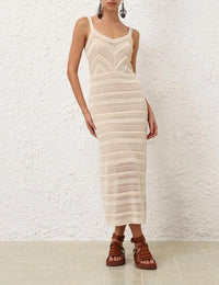 Zimmermann Dress Lucky Lace Knit Dress, Cream Soho-Boutique