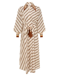 Zimmermann Dress Tuck Midi Shirt Dress, Cream Chain Soho-Boutique