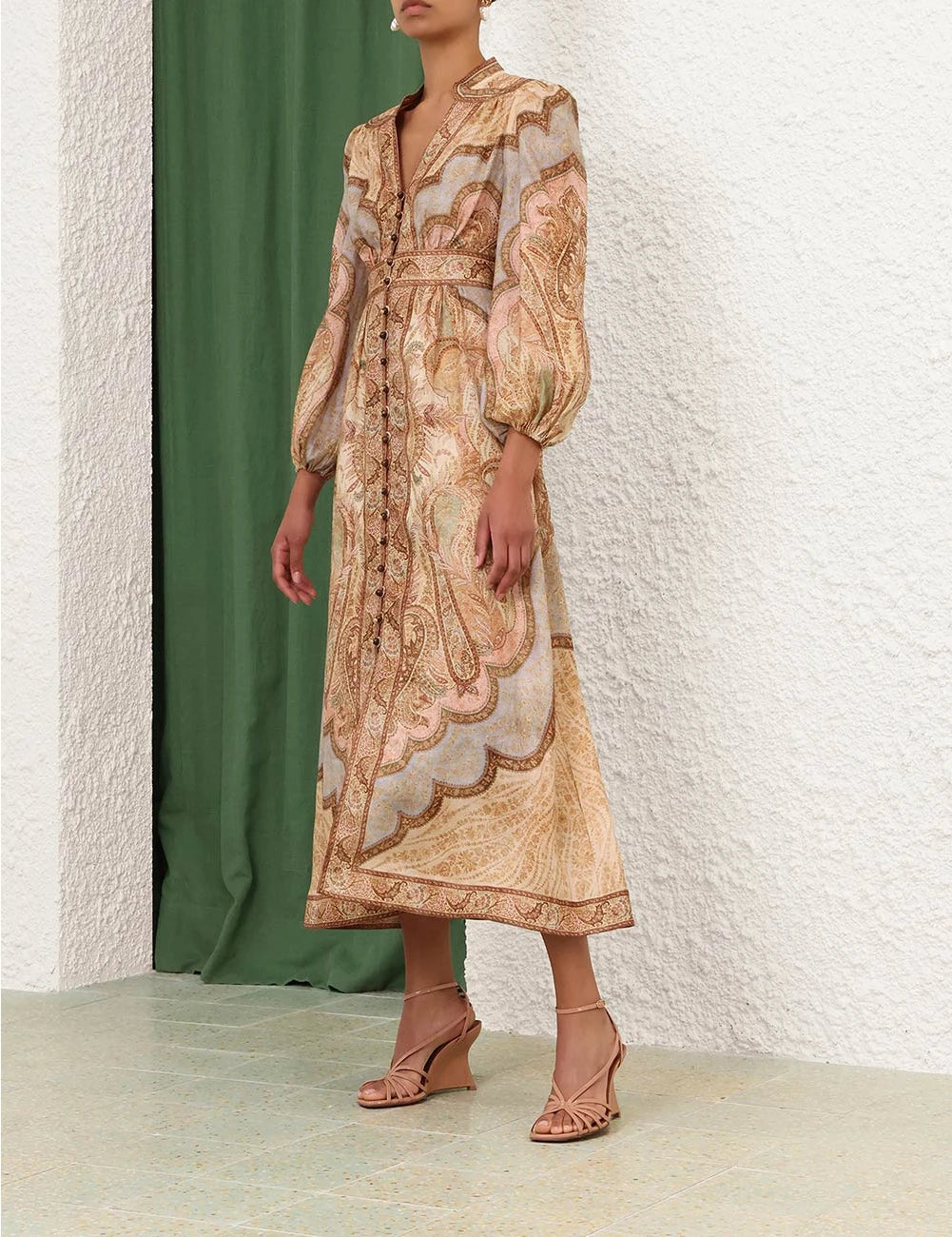 Zimmermann Wanderlust Plunge Midi Dress | Tapestry Multi