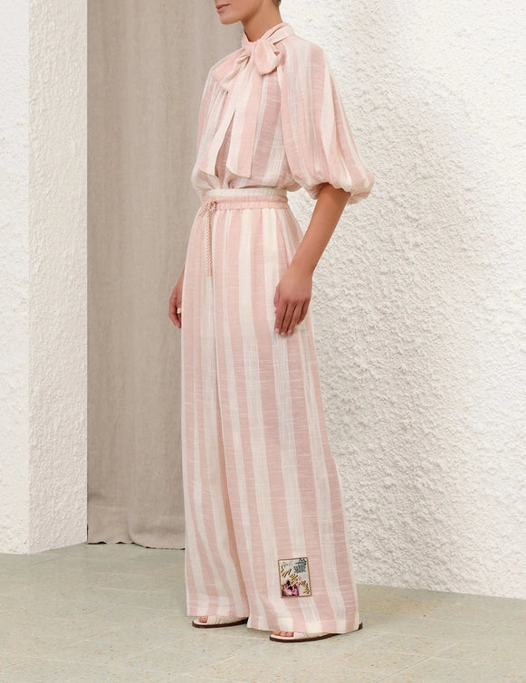 Acacia Blouson Shirt, Pink/Cream Stripe – Soho Boutique