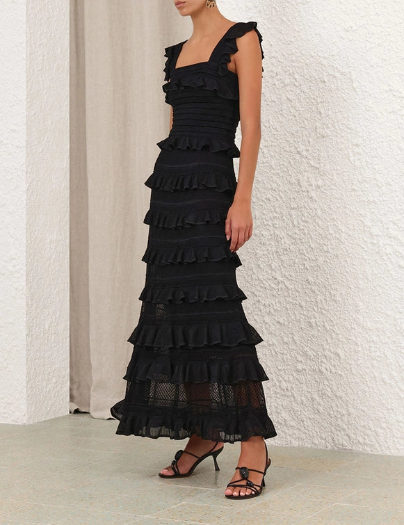 ◆RONRON◆ TORCHON LACE FRILL SKIRT BLACK Illuminate Lace Frill Skirt, Black – Soho Boutique