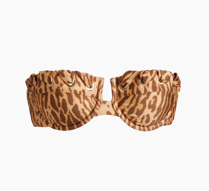Zimmermann Swim Cascadian Balconette Top, Tan Leopard Soho-Boutique