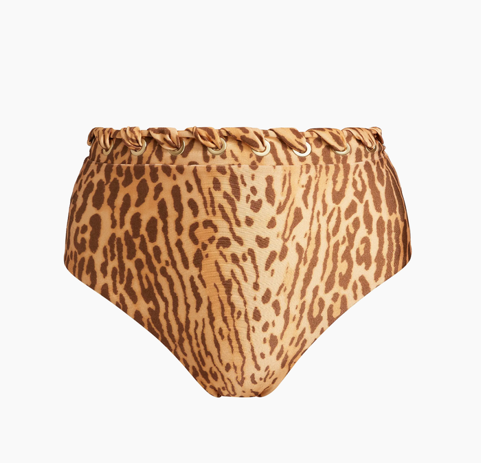 Zimmermann Swim Cascadian High Waist Pant, Tan Leopard Soho-Boutique
