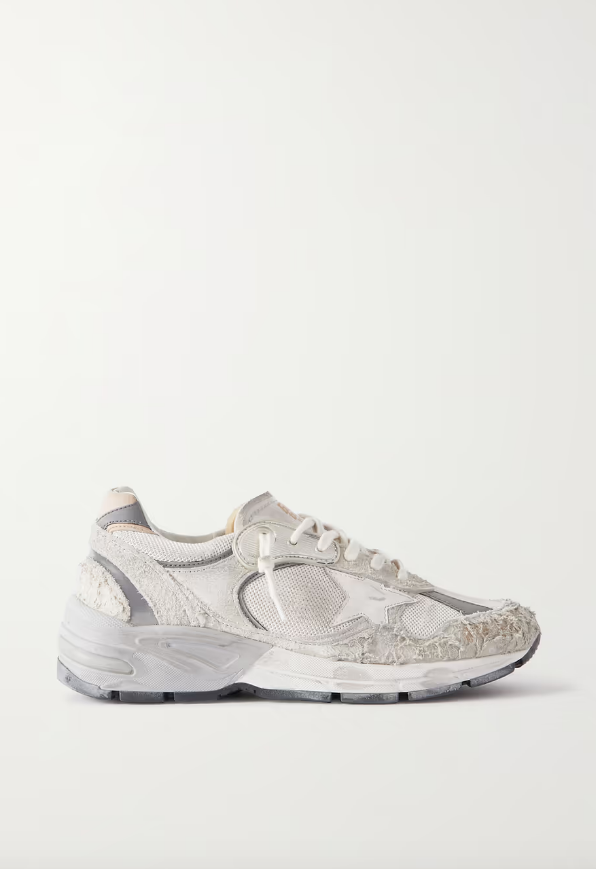 Golden Goose Deluxe Brand Sneakers Dad Star Net, White Silver Soho-Boutique