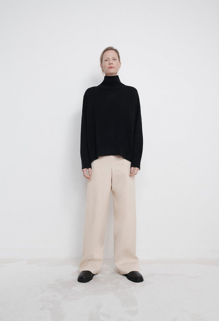 LouLou Studio Sweater Morano, High Collar Sweater, Black Soho-Boutique