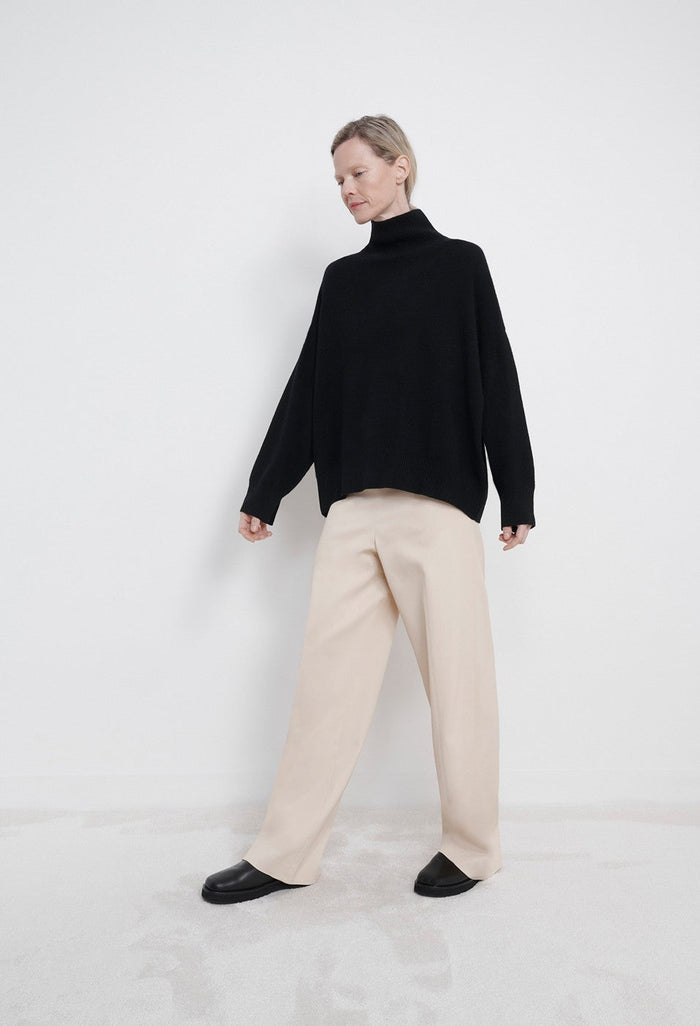 LouLou Studio Sweater Morano, High Collar Sweater, Black Soho-Boutique