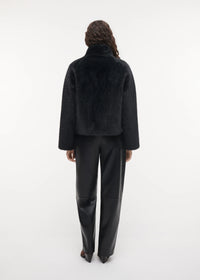 Mallow Cropped Faux Fur Jacket, Dark Grey