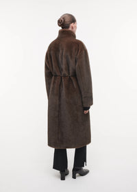 Freja Long Faux Fur Coat, Choco