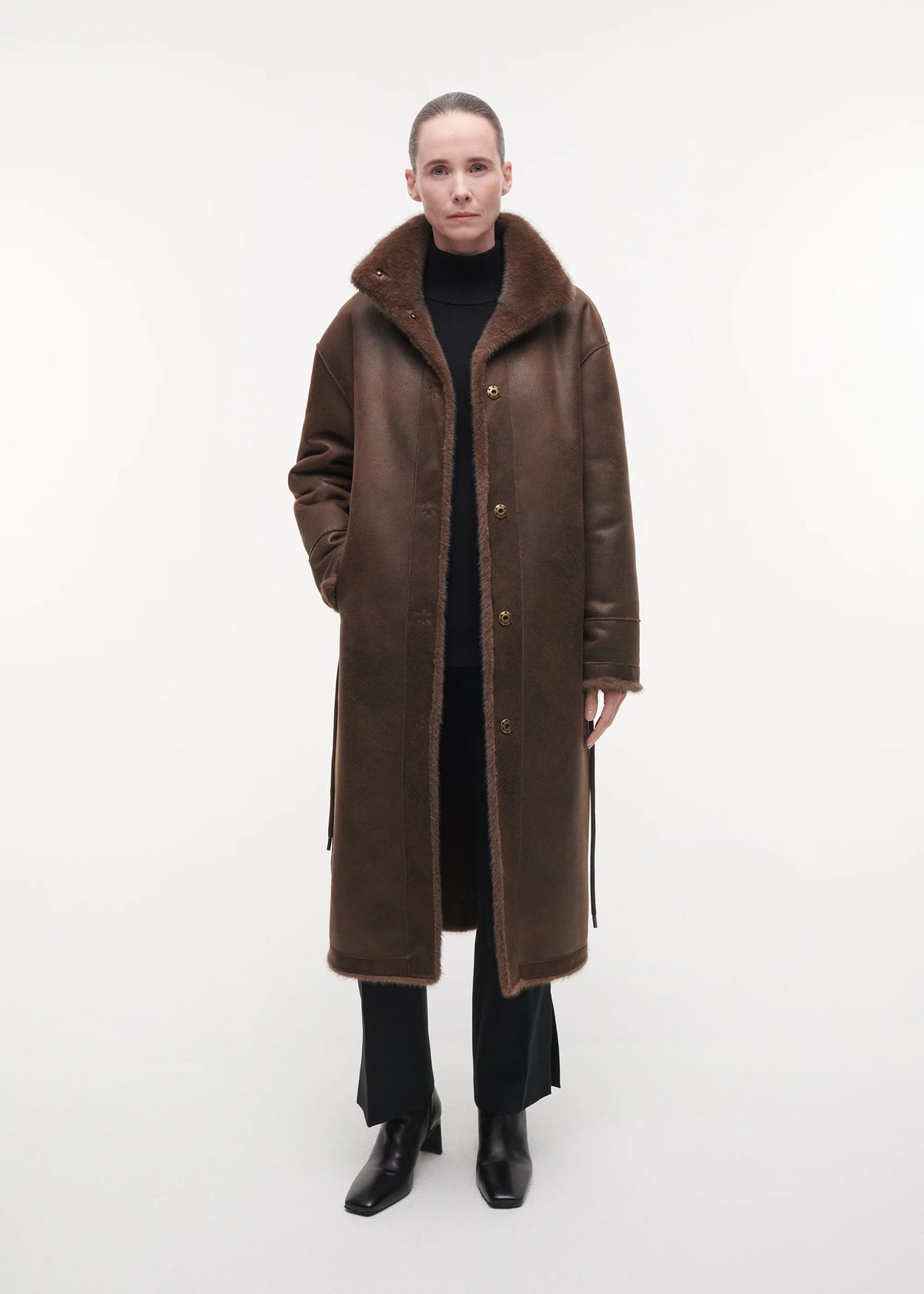 Freja Long Faux Fur Coat, Choco