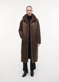 Freja Long Faux Fur Coat, Choco
