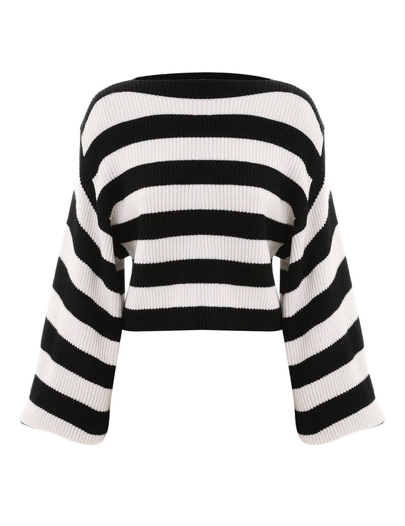 Illustration Billow Sweater, Black/Cream