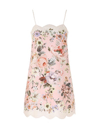 Acacia Scallop Mini Dress, Pink Floral