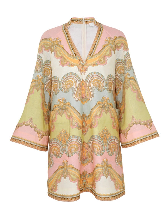 Maxine Tunic Dress, Gold Paisley