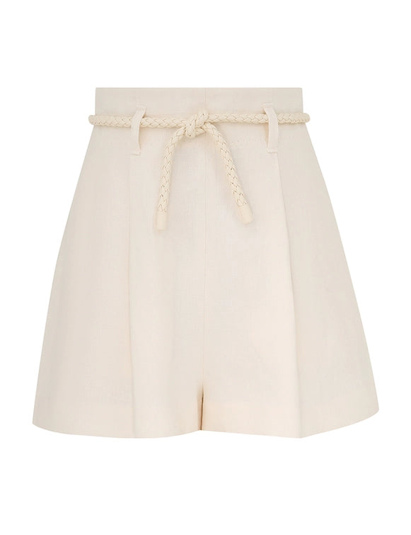 Crush Linen Tuck Short, Cream