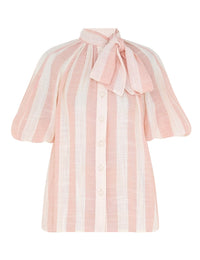 Acacia Blouson Shirt, Pink/Cream Stripe