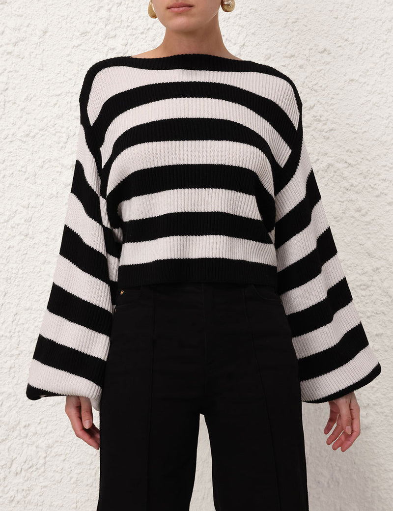 Illustration Billow Sweater, Black/Cream