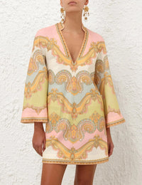 Maxine Tunic Dress, Gold Paisley