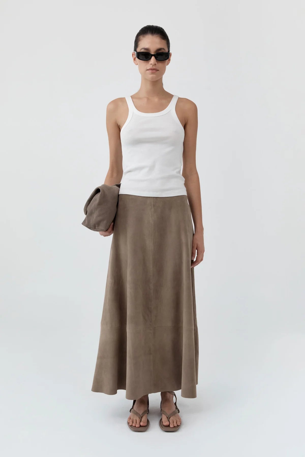 Suede Circle Skirt, Earth
