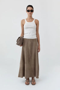 Suede Circle Skirt, Earth