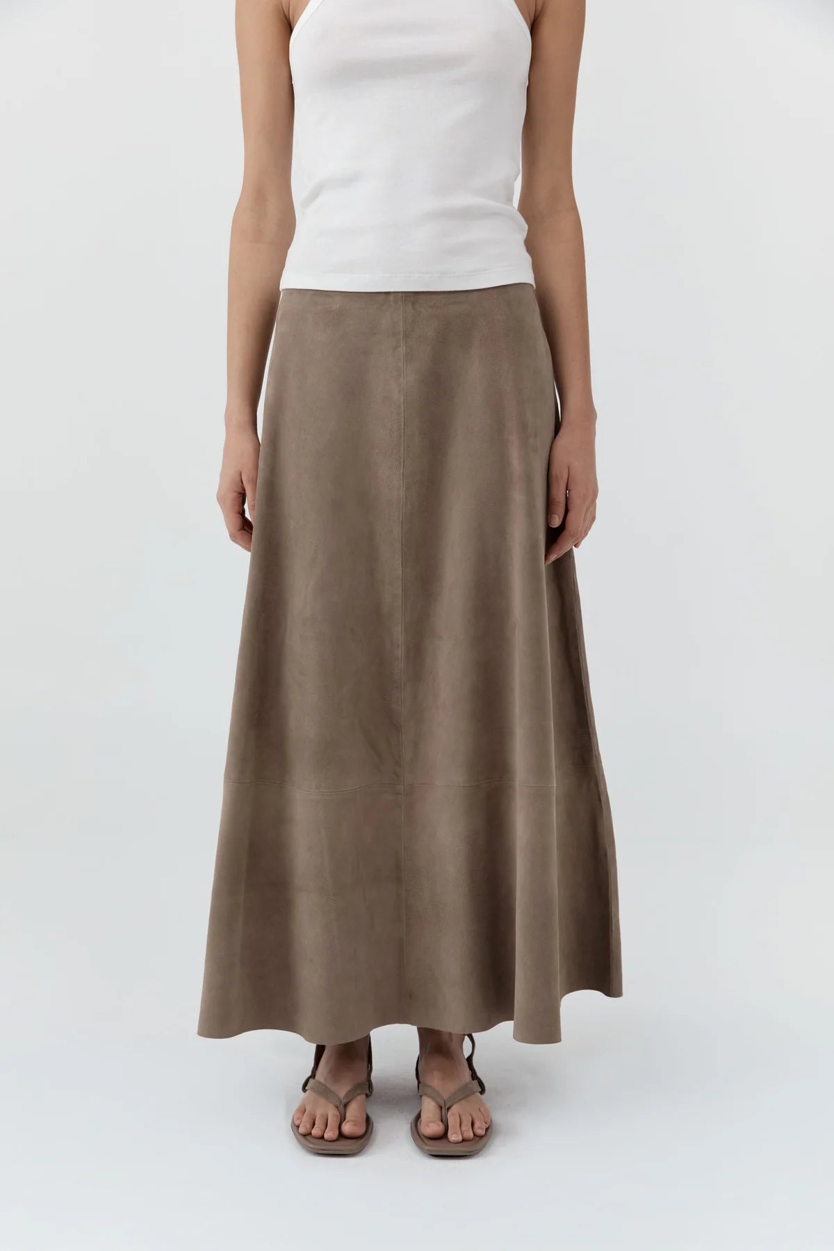 Suede Circle Skirt, Earth