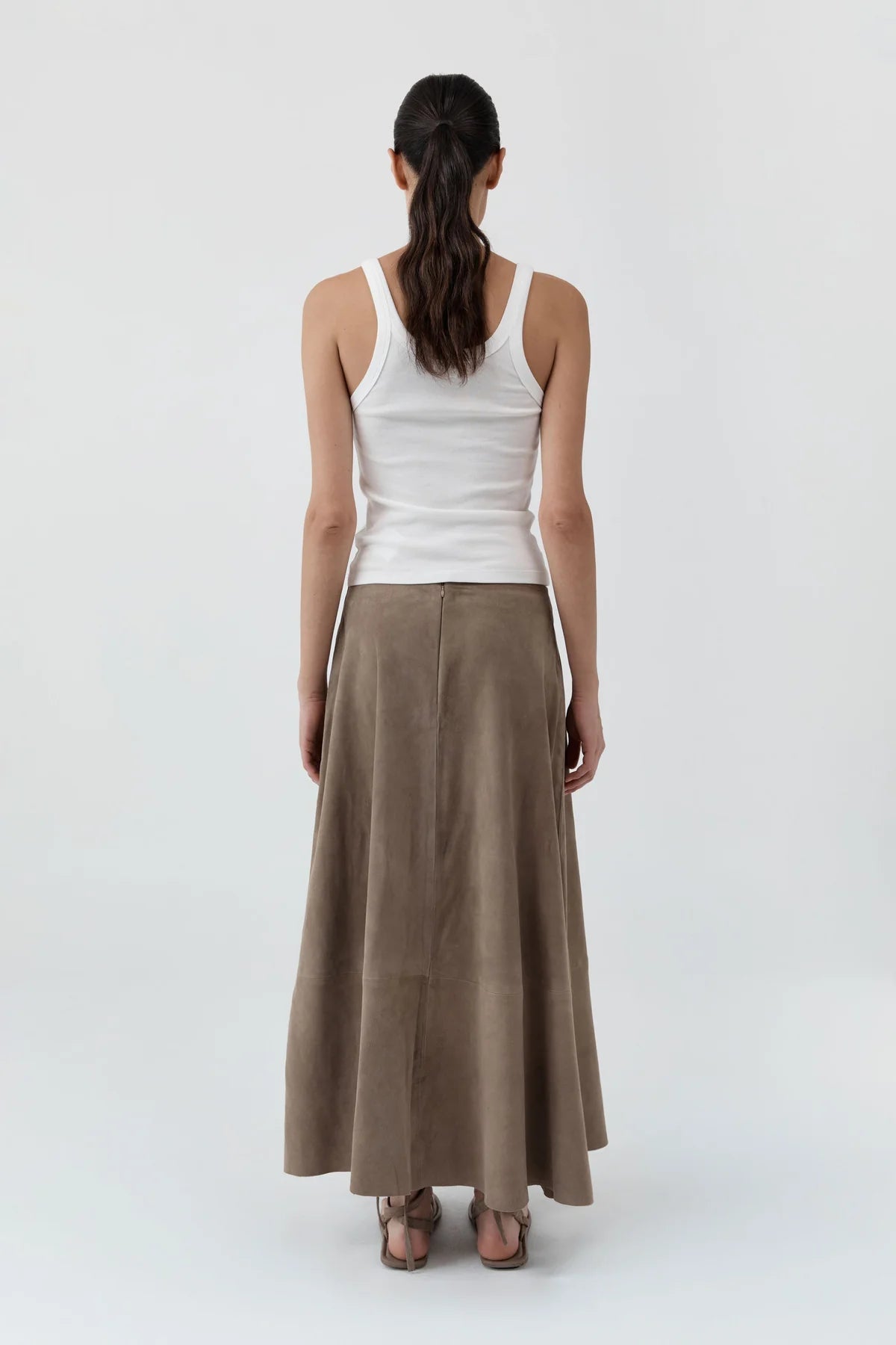 Suede Circle Skirt, Earth
