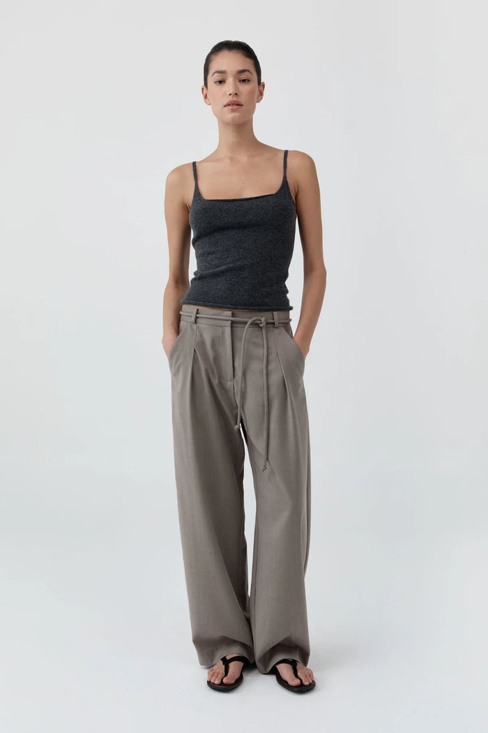 Merino Slim Wool Tank, Charcoal Melange