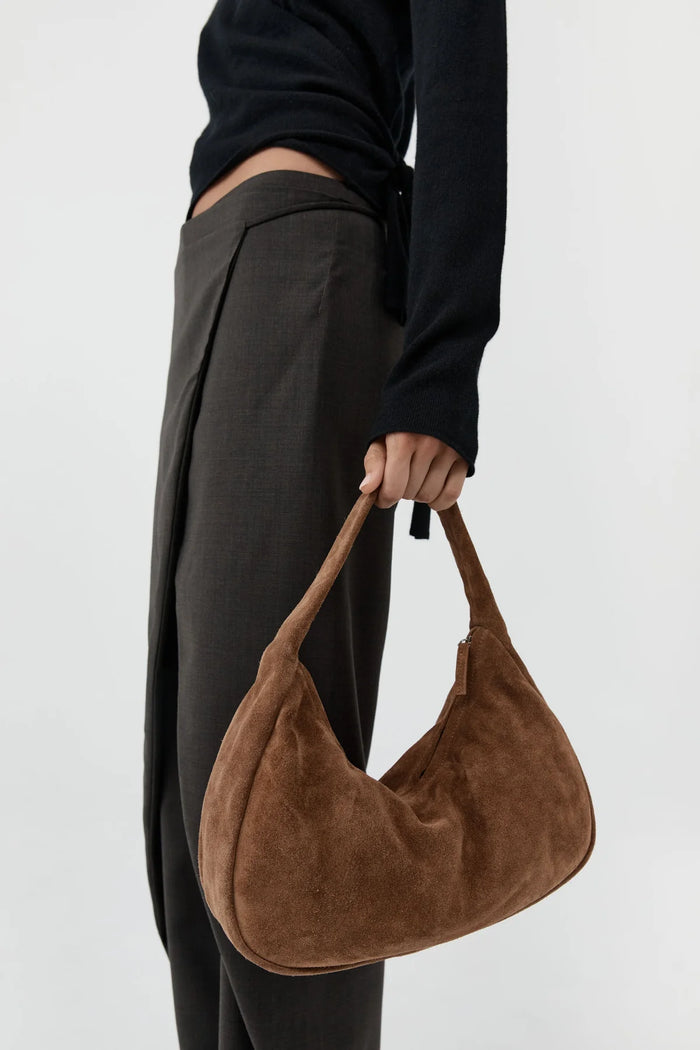 Suede Large Bon Bon Bag, Toffee