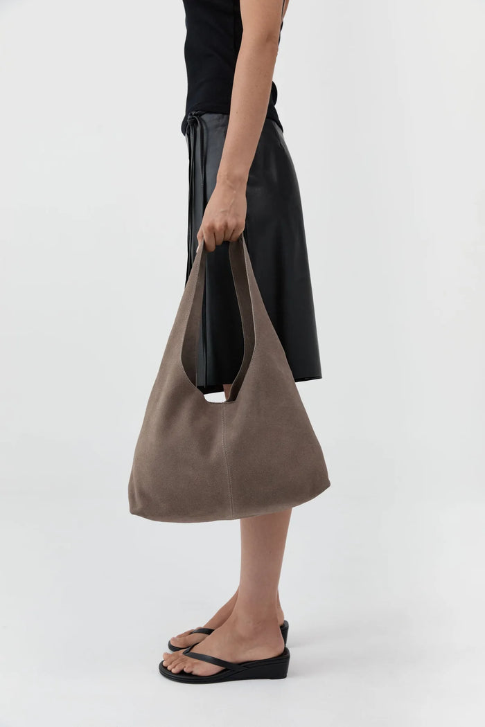 Suede Soft Bag, Pebble