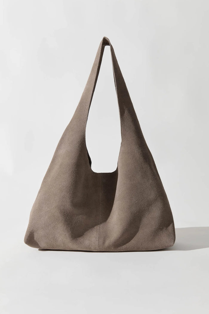 Suede Soft Bag, Pebble
