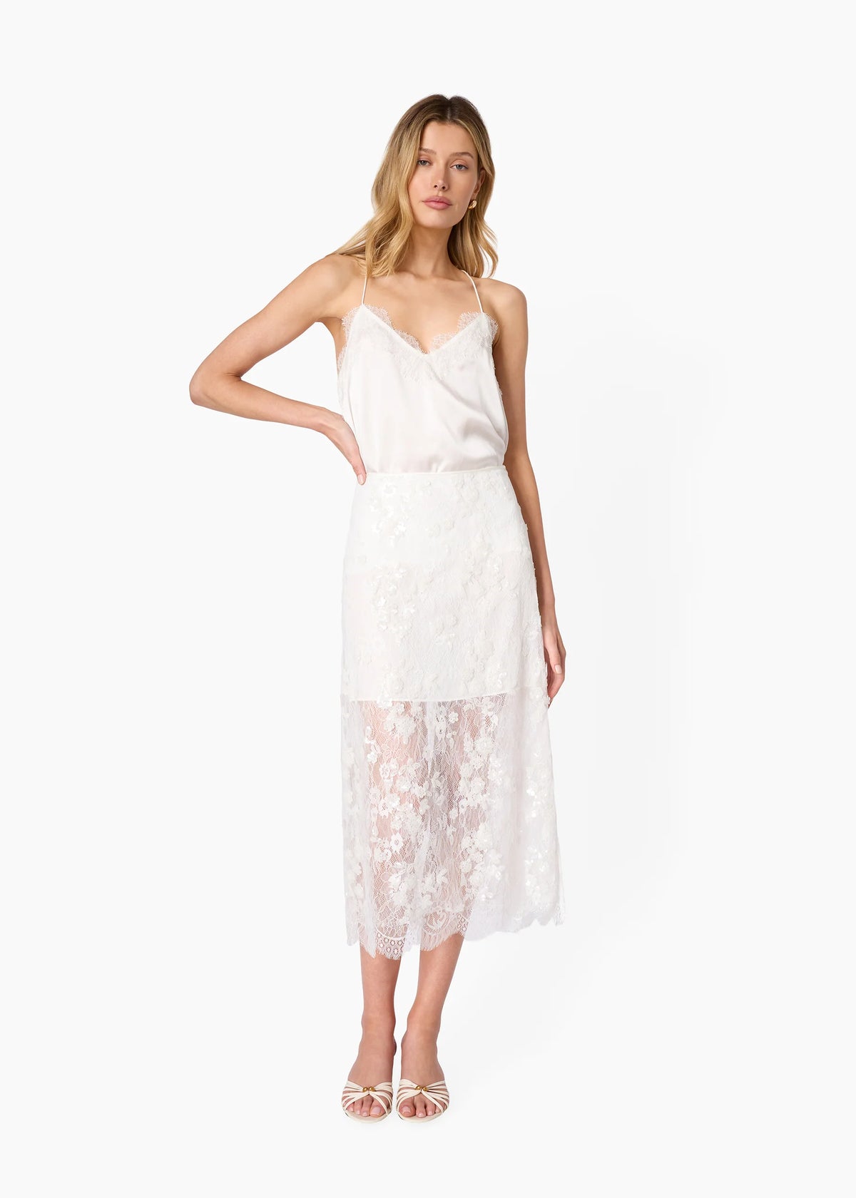 Racer Charmeuse Cami, White