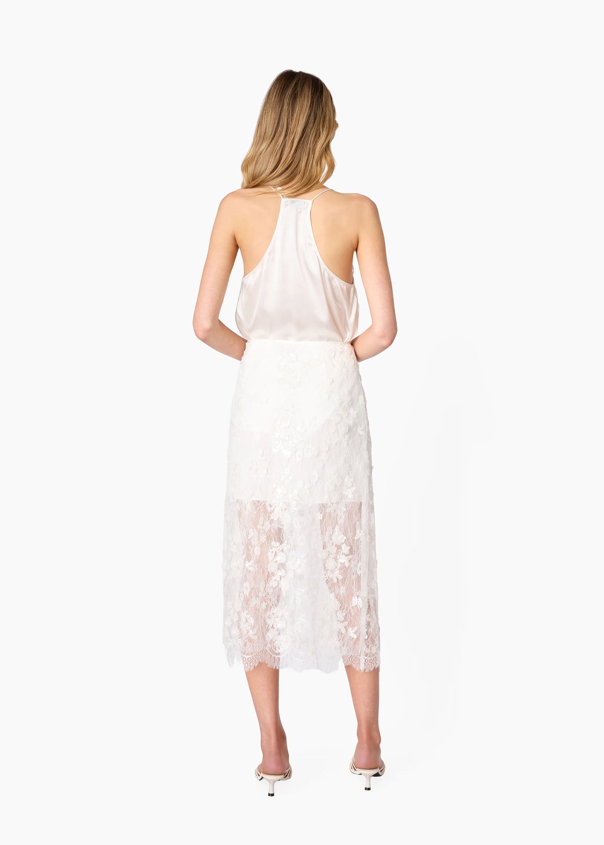 Racer Charmeuse Cami, White