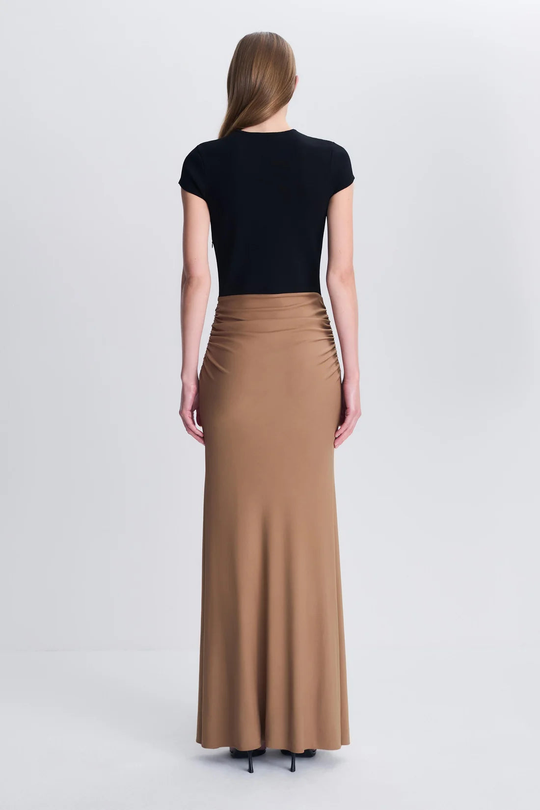 Matilde Draped Jersey Gown, Black Multi