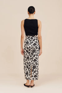 Romeo Column Skirt, Noir Bloom