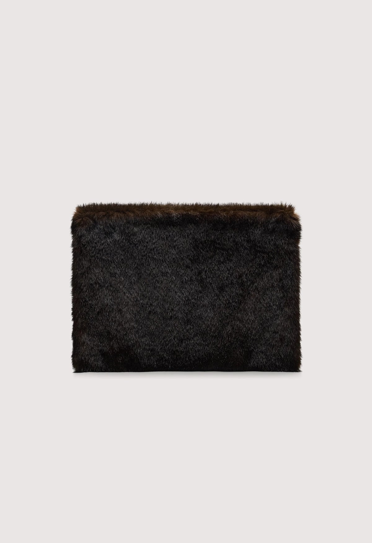 Flint Faux Fur Clutch, Dark Brown